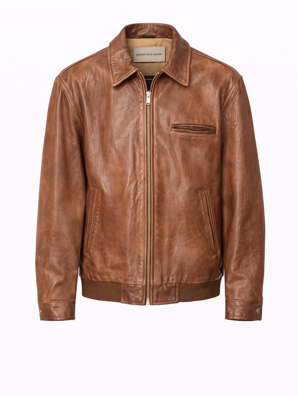 Johnston & Murphy Brown Leather Bomber‎ Jacket